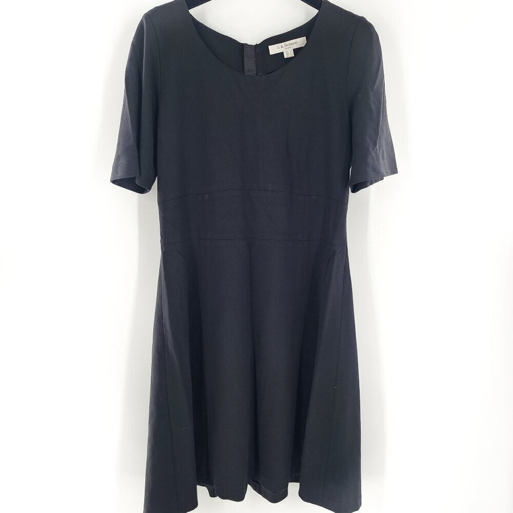 LK BENNETT Gail Dress Black Stretch A-Line Short‎ Sleeve